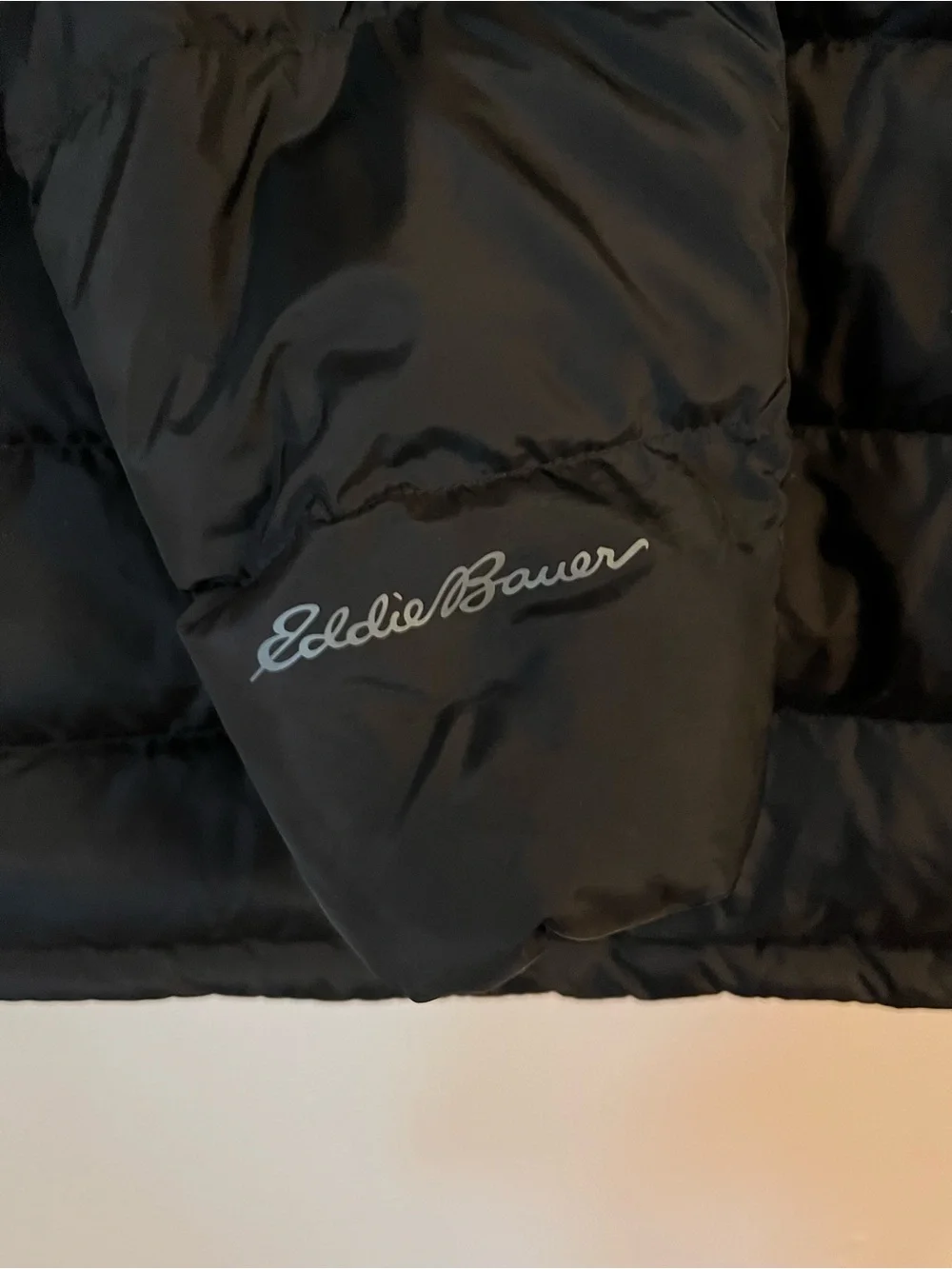 Eddie Bauer Down EB650 Womens Black Quilted Puffer Jacket Full Zip Pockets S
